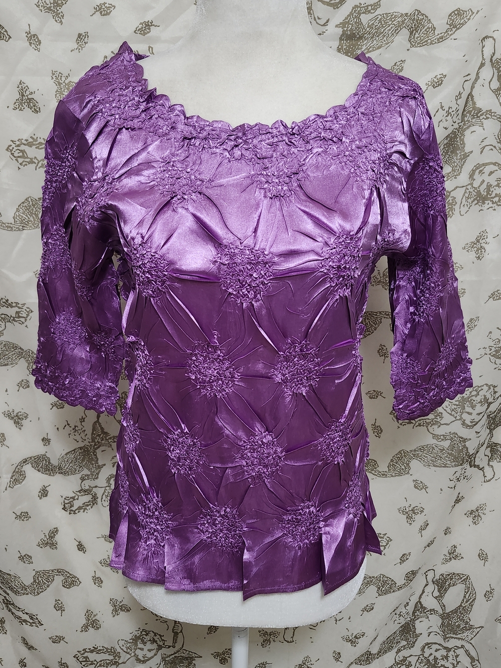 Women’s Purple Floral Y2k Smocked Top - Medium
